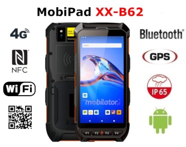 MobiPad XX-B62 v.10 - Industrial data inventory with a 2D code scanner (Zebra SE4710) - with IP65 resistance standard and NFC + 4G LTE + Bluetooth + WiFi (4GB + 64GB)