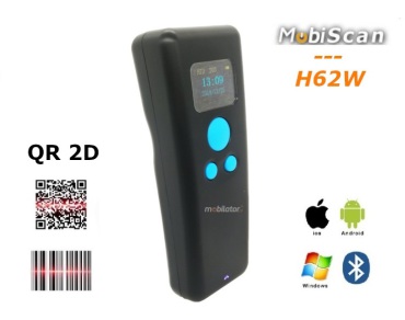 MobiScan H62W - pocket-sized mobile mini barcode reader 1D / 2D with OLED display and communication via Bluetooth, Wireless 2.4GHz and USB
