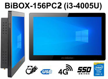 BiBOX-156PC2 (i3-4005U) v.4 - Computer panel with 256 GB SSD, 4G and WiFi technology (2xLAN, 4xUSB)