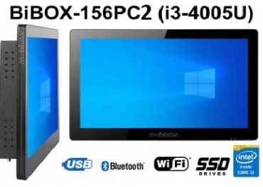 BiBOX-156PC2 (i3-4005U) v.8 - PanelPC with touch screen, WiFi, Bluetooth and extended SSD (512 GB) and Windows 10 PRO license