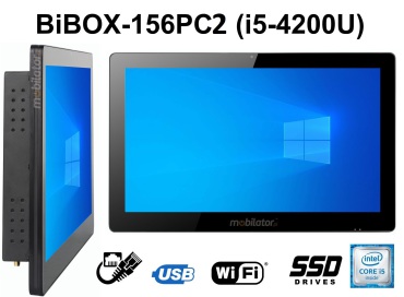 BiBOX-156PC2 (i5-4200U) v.2 - Armored panelPC with IP65 screen resistance standard and WiFi - supporting Windows 10