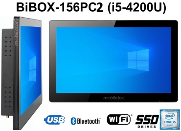 BiBOX-156PC2 (i5-4200U) v.7 - Armored industrial panel with IP65 resistance standard and WiFi with 128GB SSD disk with Windows 10 PRO license