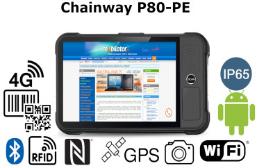 Wielofunkcyjny tablet z ekranem 8 cali i rozdzielczoci 1920x1200, skanerem kodw kreskowych 2D, 4G, NFC Chainway P80