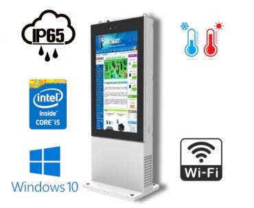 NoMobi Trex 65W v.11 - 65-inch resistant outdoor multimedia totem with a capacitive touch screen, enabling the display of advertisements at low and high temperatures, with the IP65 standard and air delivery (approx. 14 days)