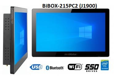 BiBOX-215PC2 (J1900) v.7 - Armored industrial panel with IP65 resistance standard and WiFi with 128GB SSD disk