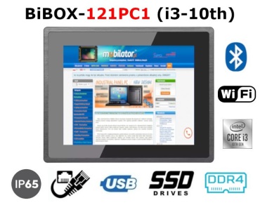 BiBOX-121PC1 (i3-10th) v.3 - Industrial panel with 8 GB RAM, 256 GB SSD disk, WiFi module, Bluetooth and IP65 screen resistance standard (1xLAN, 4xUSB)