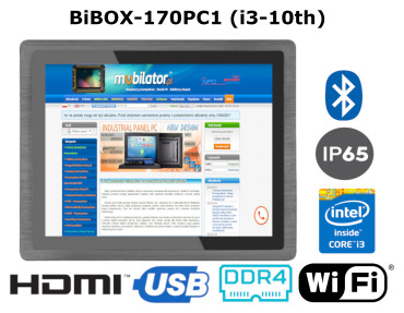 BiBOX-170PC1 (i3-10110U) v. 3 – Armored robust industrial panel with IP65, 8GB RAM, SSD (256GB) and WiFi and Bluetooth