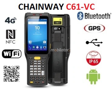 Kolektor danych przemysowy dla pracownikw terenowych Odporny na py i wod  z moduem NFC  Chainway C61-VC